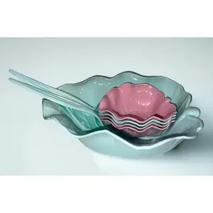 7 Piece Leaf Shaped Bowl Set with personal bowls