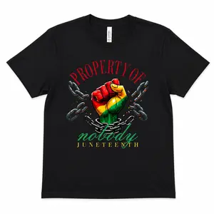 Women's Short-Sleeve Casual Everyday Statement Streetwear Juneteenth Tee - Property of Nobody Freedom Day Graphic Shirt, Black History African American Pride Melanin Culture Family Reunion Gift