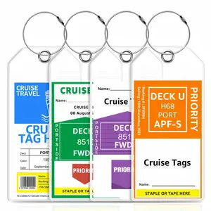 LMMAKE 4 Pack Cruise Luggage Tag Holders for Carnival Princess & MSC Ships Secure Metal Eyelet Waterproof Reusable Travel Accessories