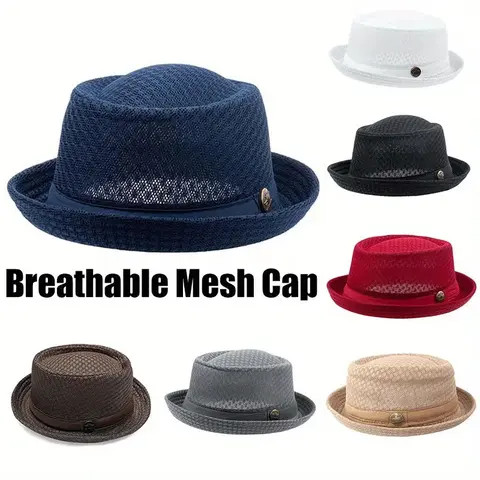 Panama Fedora Breathable Mesh Outdoor Hat - Comfortable in the Sun Everyday Sun Protection Beach Headwear for Adults, Unisex Sports & Outdoor Hats