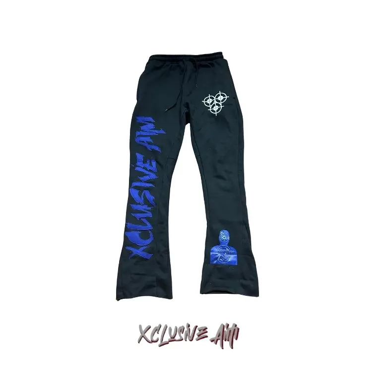Blue & Black-Flare Sweatpants