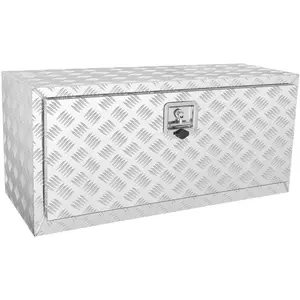 VEVOR Underbody Truck Box, 36×17×18 Pickup Storage Box, Heavy Duty Aluminum Diamond Plate Tool Box with Lock and Keys, Waterproof Trailer Storage Box with T-Handle Latch for Truck, Van, Trailer