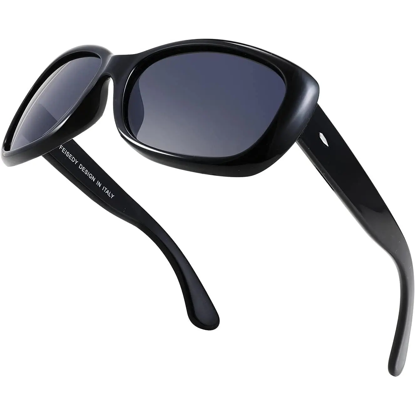 EyeconicFinds Vintage Square Polarized Sunglasses for Women Men Havana Thick Wrap Around Sun Glasses UV400 B2703