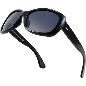 EyeconicFinds Vintage Square Polarized Sunglasses for Women Men Havana Thick Wrap Around Sun Glasses UV400 B2703