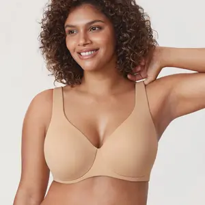 DELIMIRA Minimizer Bras for Women Full Coverage Plus Size Underwire Unlined Supportive Seamless Bra