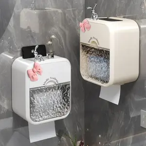 Cute Rabbit Ear Design Tissue Box, 1 Count Marble Pattern Tissue Holder, Bathroom Tissue Dispenser, Bathroom Accessories, Home Organizer, Bathroom Organizer Supplies