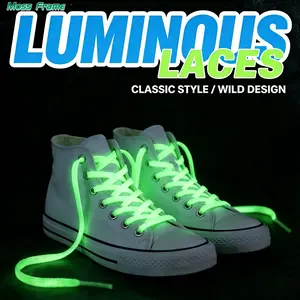 6/1Pairs of Luminous Flat Shoelaces — Made from thickened nylon material; non-slip, machine-washable, and visible at night. No batteries required. A stylish and safe accessory for shoe decoration.