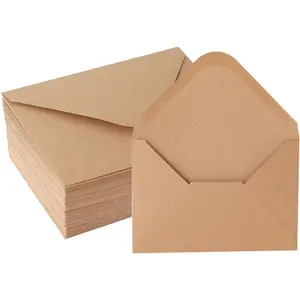 V-Flap Kraft Envelopes, 50 Pack, 4 X 6 Inch, A4 Envelopes, Card Envelopes, Brown Envelopes, Kraft Paper Envelopes for Invitations, Postcard Envelopes, Water Base Adhesive, Gummed Flap Janvale