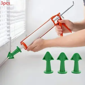 Caulking Nozzle Tool Kit, 3 Counts Caulk Nozzle Applicator Silicone Caulking Tools, Sealant Nozzle Caulki for Home, Hardware, Hand Tools, Tool Kit Set, Handle