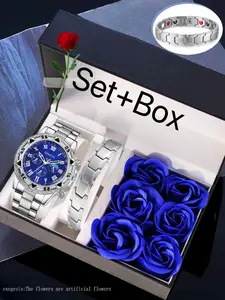 Men's Business Fashion Watch & Jewelry Set, Party Wear, Daily Clothing Accessory, Trendy Versatile Wristwatch Set, Perfect Gift, Modern Watches