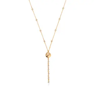 Ettika Polished Pebble Crystal Chain Lariat Necklace with Pebbles and Simple Design