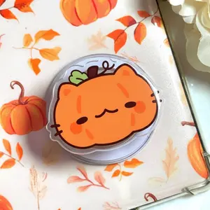 Pumpkin Kitty MagSafe Phone Grip – Cute Halloween Cat Magnetic Pop Socket & Kickstand – Kawaii Fall Phone Accessory Gift