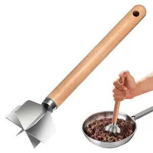 Stainless Steel Meat Chopper, Stainless Steel Meat Masher, 11 Inch, Ground Beef Chopper Tool, Metal Meat Masher, Ground Meat Smasher, Hamburger Smasher Tool