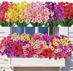 20 Bundles Artificial Flowers for Outdoors, UV Resistant Fake Flowers No Fade, Faux Plants for Garden Porch Window Box Patio Decor (Mix Color)