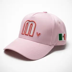 Pink Mexico Gorra Hat with White Cap Mexico Flag M Design Adjustable Strap Breathable Cotton for Women Men