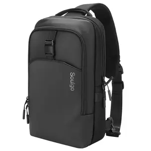 EDC Sling Bag for Men & Women, 5.5L Water-resistant Crossbody Backpack Chest Shoulder Bag Compatible with 11 inch iPad Pro/Air, Lightweight Daypack for Daily Use-Black