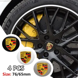Porsche Wheel HUB Center Cover, Waterproof Dustproof Rust-Resistant, Strong Adhesive, Easy Installation, Fits 911, 718, Cayenne, Macan, Panamera, Taycan