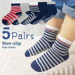Sosenfer 5/10 Pair of Non-Slip Baby Socks for Boys and Girls 1-7 Years  Soft Lightweight and Breathable, Suitable for All Seasons, Suitable for Ankle Socks, Sports Socks, Trampoline Non-Slip Socks, Essential Socks for Toddlers,JH.TW