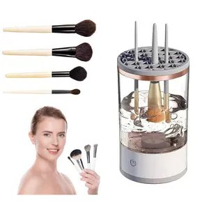 3 In 1 Makeup Brush Blender Cleaner Automatic Makeup Brush Cleaner Machine USB Powered Brush Drying Storage Suitable For All Types of Brushes