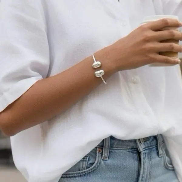Women's Elegant Open Shape Cuff Bangle, Adjustable 2-Tone Silver and Gold Bracelet, Non-Tarnish Jewelry for Everyday Wear or Anniversary Gift, Daily, Fashion, Choking Hazard Small Parts, Female, No, Anniversary Gifts, Two-Tone