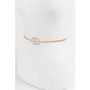 Logo Rhinestone Dainty Chain Belt