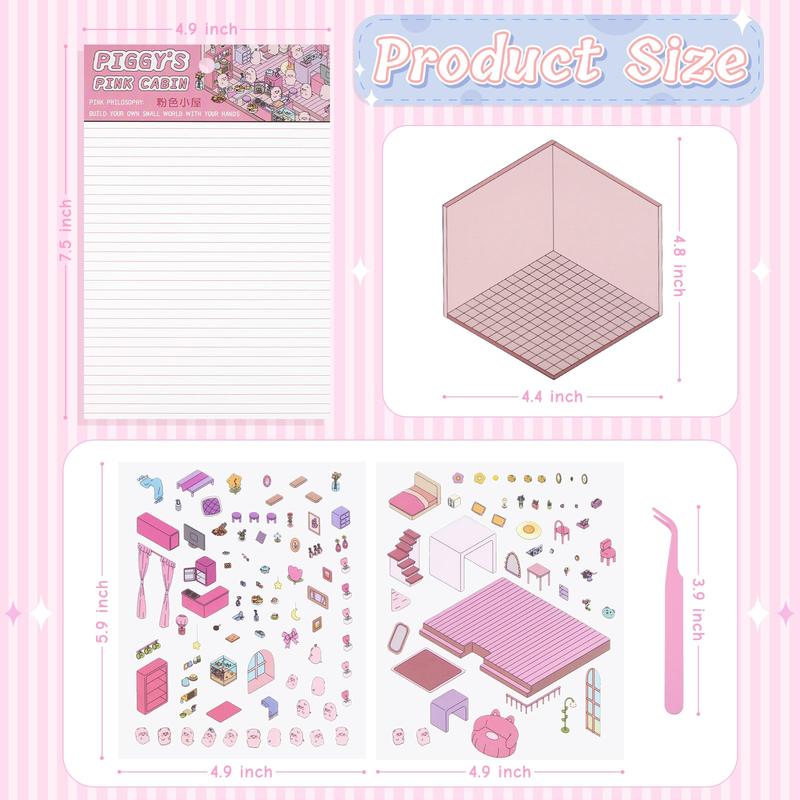 DIY 3D Sticker Scenes 6 Sets for Adults Kids, Make Your Own Mini Home/Store Scenes Stickers Animal Themes for Girls, Relieve Stress Pass The Time Craft Stickers for Journals Gifts Scrapbook Photo Album Scrapbooking