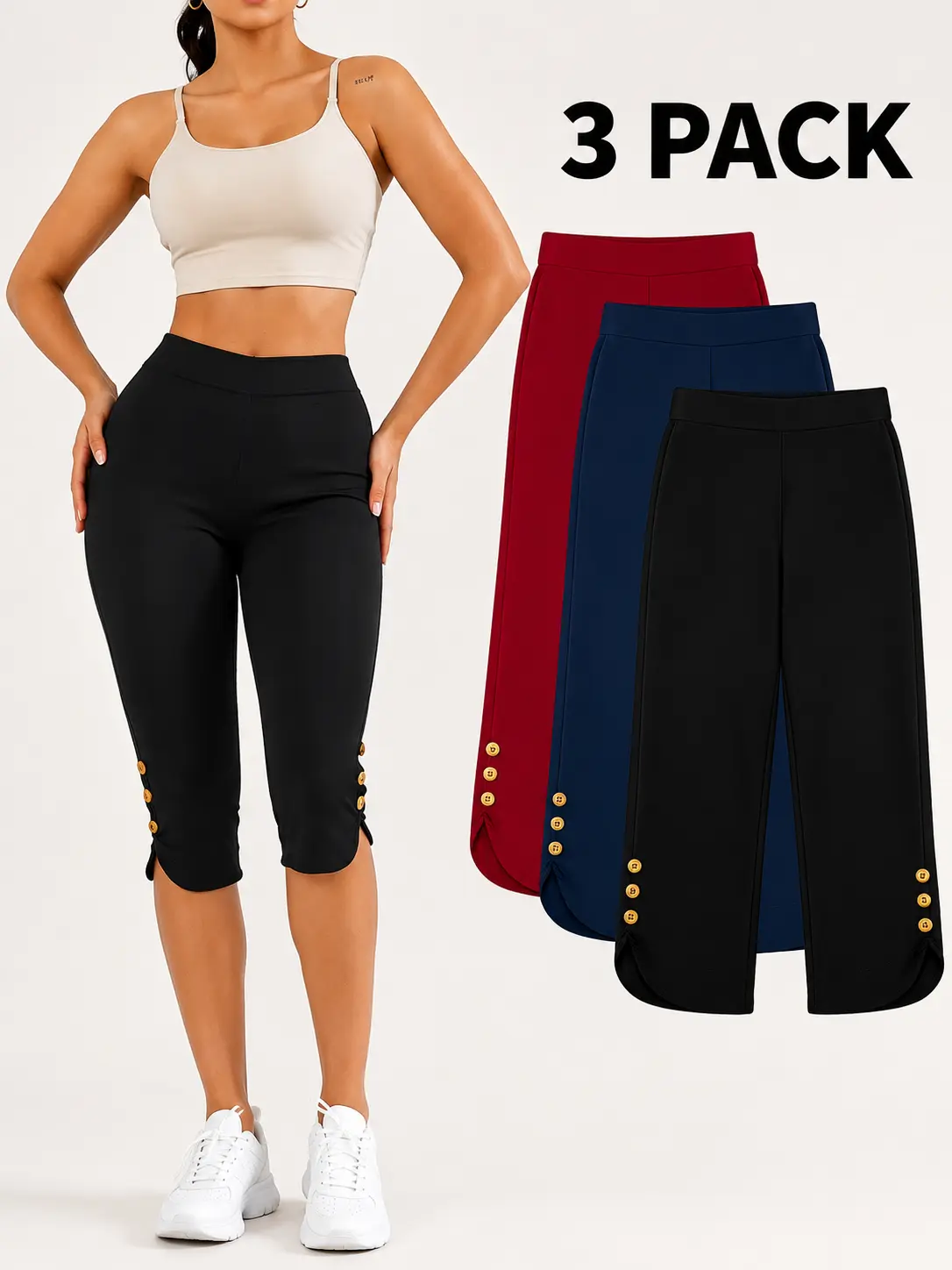 Women's High-Waisted Yoga Capri Leggings – Butt Lifting, 4-Way Stretch, Soft & Non-See-Through Workout Pants for Fitness, Everyday Wear & Summer