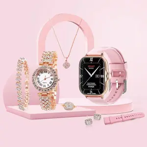 A58 Quartz watch 7 in 1 combo - comming with smart watch, bracelet, necklace, earrings, ring, watchband