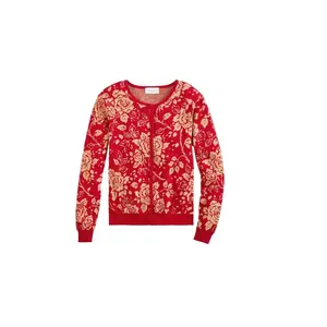 Floral Jacquard Cotton Cardigan
