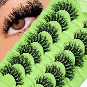 Fluffy False Eyelashes, 7 Pairs Wispy Faux Cluster Lashes, Natural Curling Eye Makeup Strip Lashes, Volumized False Eyelashes for Eye Makeup Enhancement, Fake Eyelashes Clusters, Cosmetic