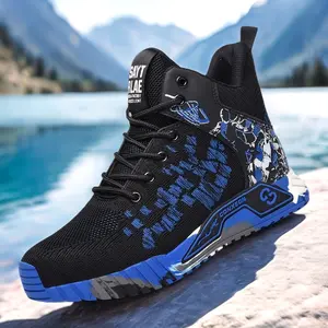 Shoes for Gentlemen [Steel Toe] Men's High-Top Steel Toe Safety Sneakers | Breathable Knit Upper | Durable Rubber Sole | Anti-Slip | Construction & Outdoor Use | All Seasons