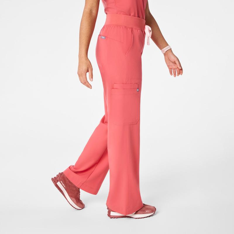 women's Pulmonary Pink High Waisted Isabel Wide Leg - Tall Scrub Pant