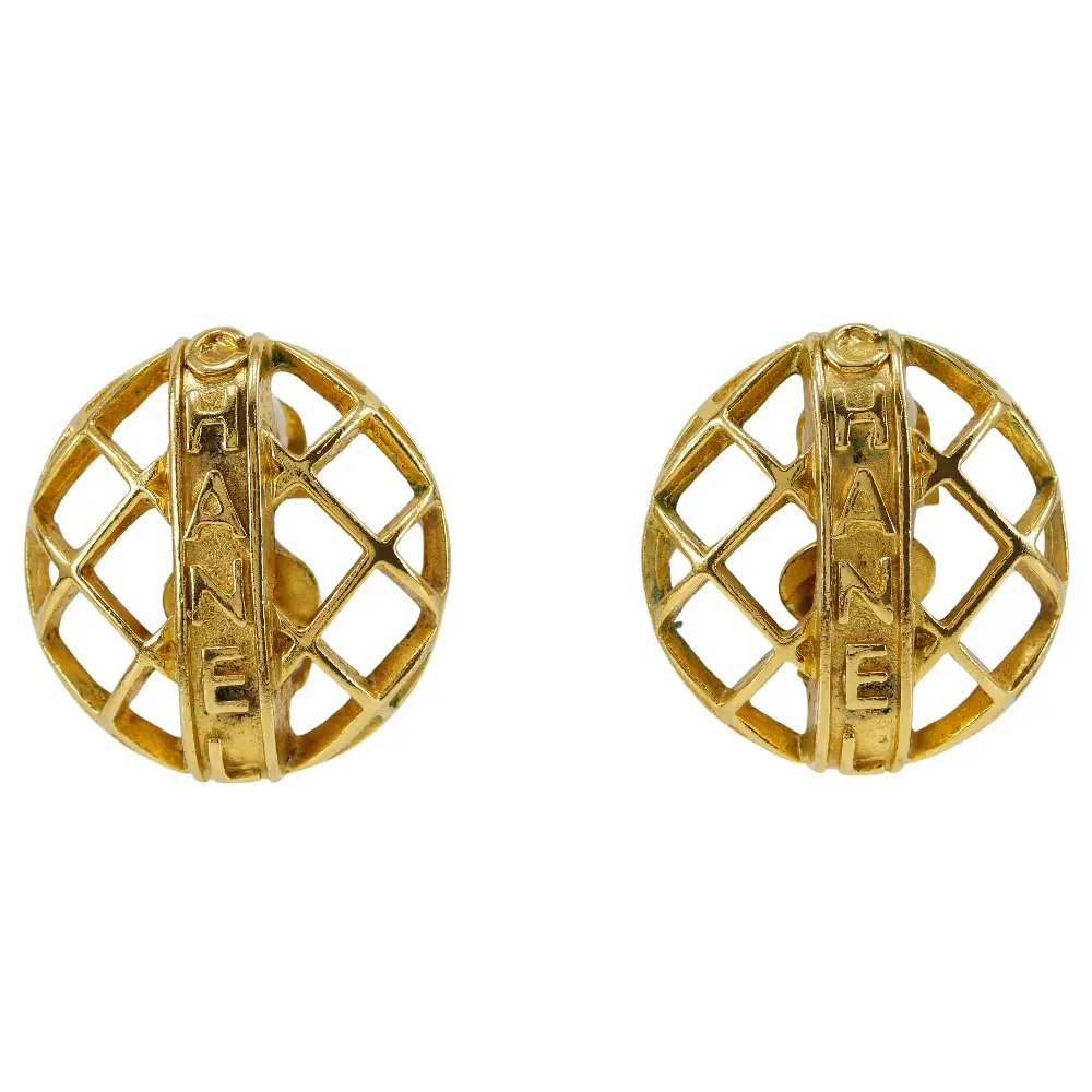 Pre-owned CHANEL Stainless Small Leather Goods Logo Earrings