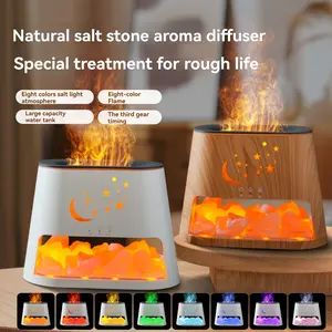 260ml 3-in-1 Ultrasonic Essential Oil Diffuser & Himalayan Salt Lamp, Cool Mist Humidifier Aromatherapy Diffuser with Timer/8 Color Changing Light/Auto Off Function, for Office Home