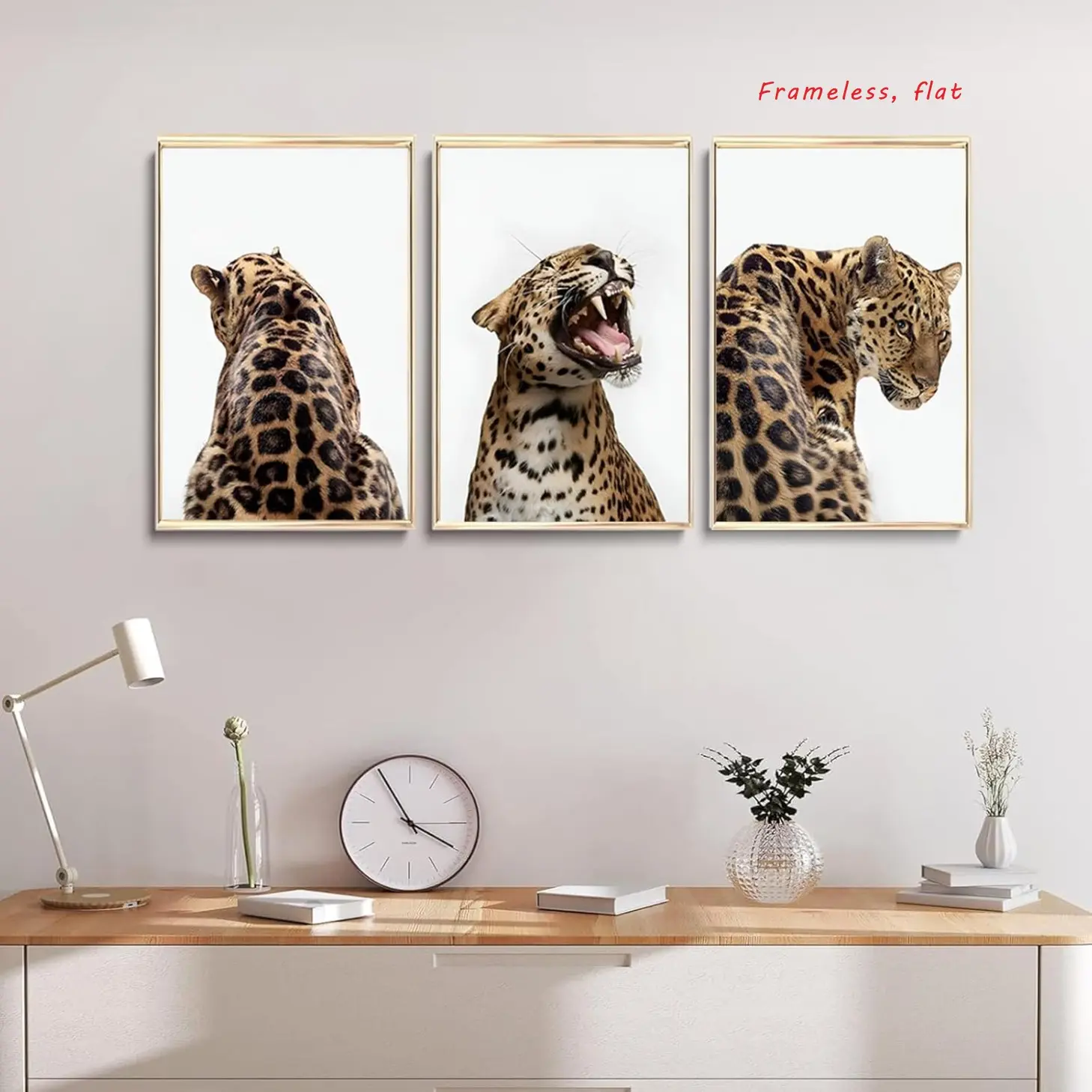 3-Piece Set / Leopard Roar Wall Art: Portraits of jungle wildlife, blending cheetah aesthetics, Animal Print Design, canvas posters and frameless prints perfect for decorating bedrooms, living rooms, Living Room Decorations, Modern home decor