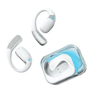 Over ear Bluetooth headphones with transparent shell and blue light, 2026 new model non in ear Bluetooth headphones