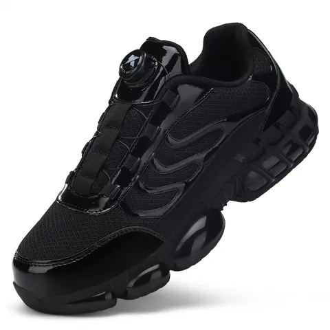 Steel Toe Shoes for Men Women Sneakers Wide Lightweight Safety Sneakers Comfortable Safety Shoes Colorful Tennis Work Shoes Black Closed