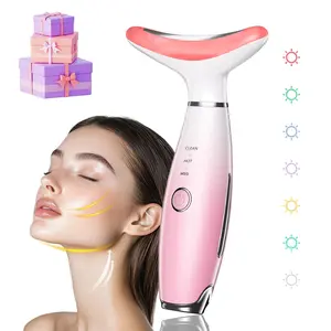 7 Color Neck & Face Massager, Vibrating Massage Tool, Portable Beauty Device for Skin Care, Gift for Girls, Facial, Facial Beauty Massagers