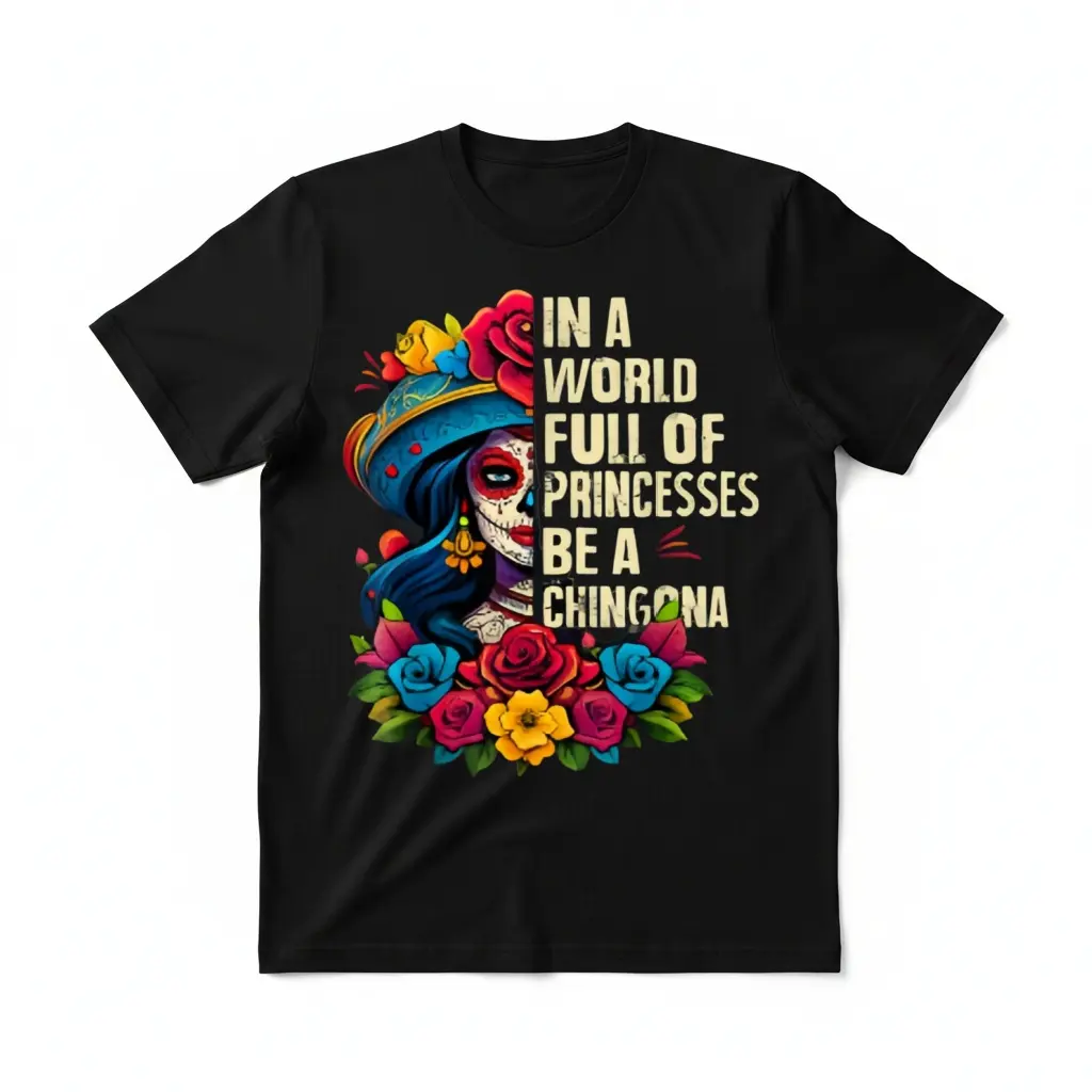 Cotton Unisex Princesses Women De Los Muertos La Catrina Day Of The Dead T-Shirt Soft Comfortable Breathable Classic Crew Neck Short Sleeves Casual Essential Graphic oversized tshirt women t shirts women vintage graphic tees  gift springglowup,summerv