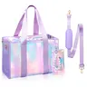 Women's Cute Iridescent Jelly Tote Bag, 26L Waterproof Transparent Plastic Bag with Zipper, Phone Pouch & Tip-Proof Crossbody Strap, Travel Accessory for Women, Bags For Women, Transparent Plastic Women's Tote Bags
