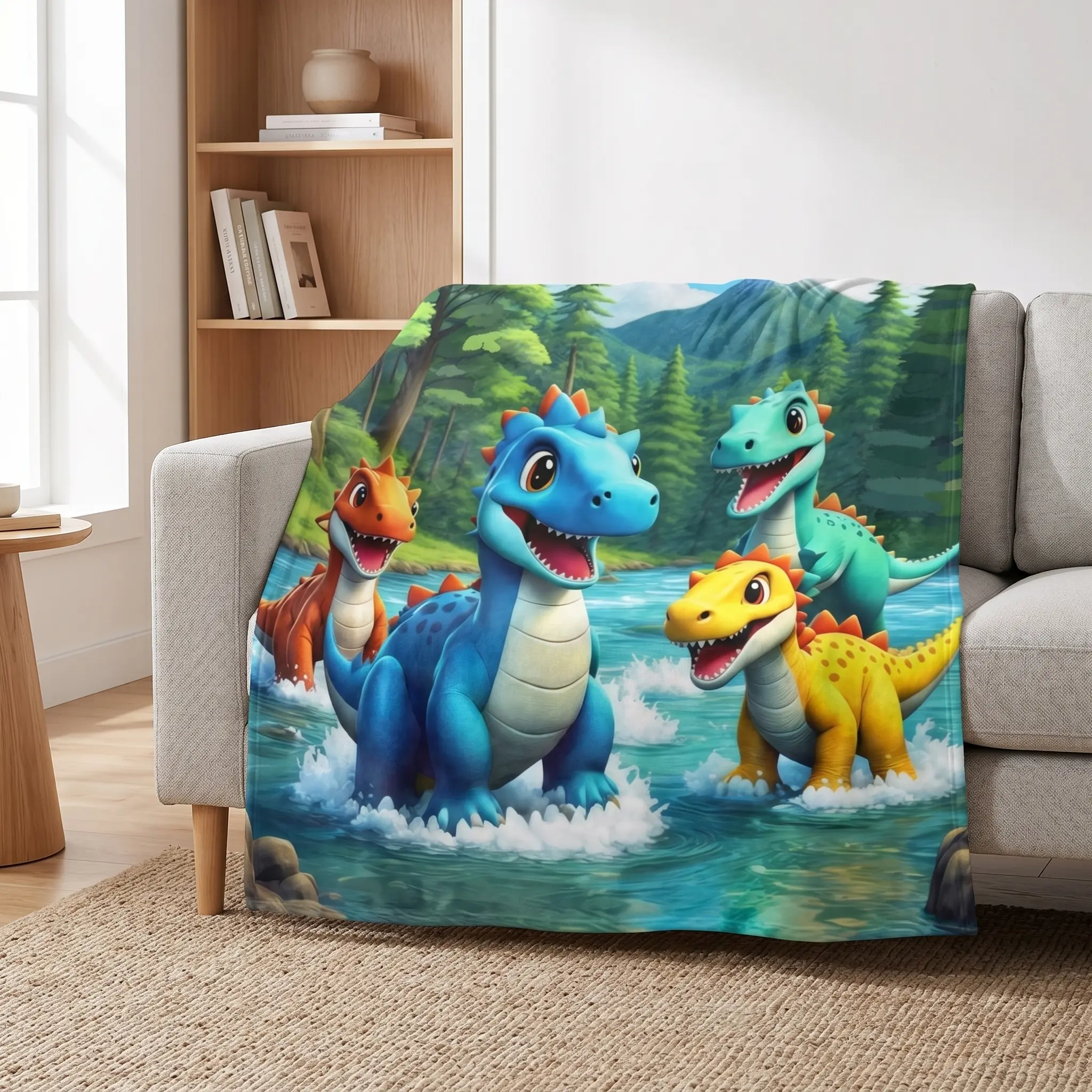 Cute Dinosaur Fleece Blanket - Soft Plush Throw, Cozy Style Dinosaur Graphic Blankets for Kids, Bed/Sofa Nap Use, All-Season Warm Bedding Decor, Birthday Holiday Gift, Dinosaur Blankets, 50X60 In