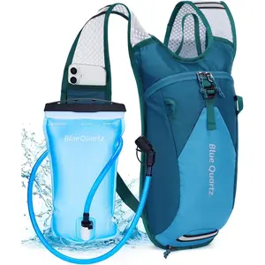 Blue Quartz Hydration Backpack with 2L Water Bladder, Hiking Water Pack with Insulated Compartment for Women Men, Lightweight Running Hydration Vest with Phone Pocket for Cycling, Biking