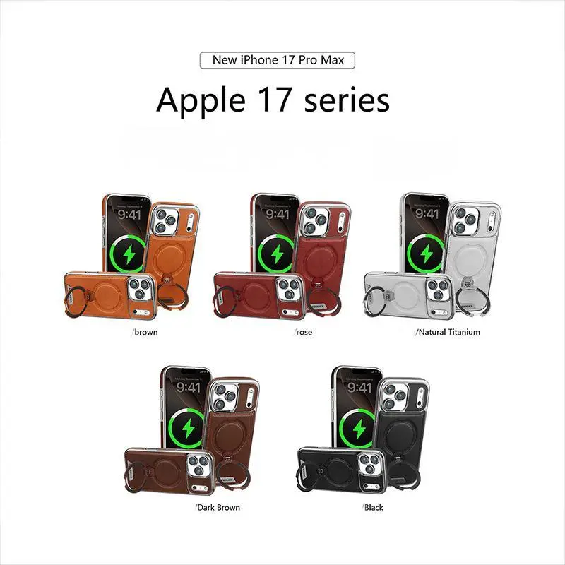 Compatible with iPhone 17/16/15/14/13/12, leather texture pu leather, business simple all-inclusive anti-drop phone case with  charging. -HHSJK911-2