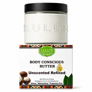 Body Conscious Butter Refined Unscented High-Quality Shea Moisturizer for Deep Hydration & Sensitive Skin Care