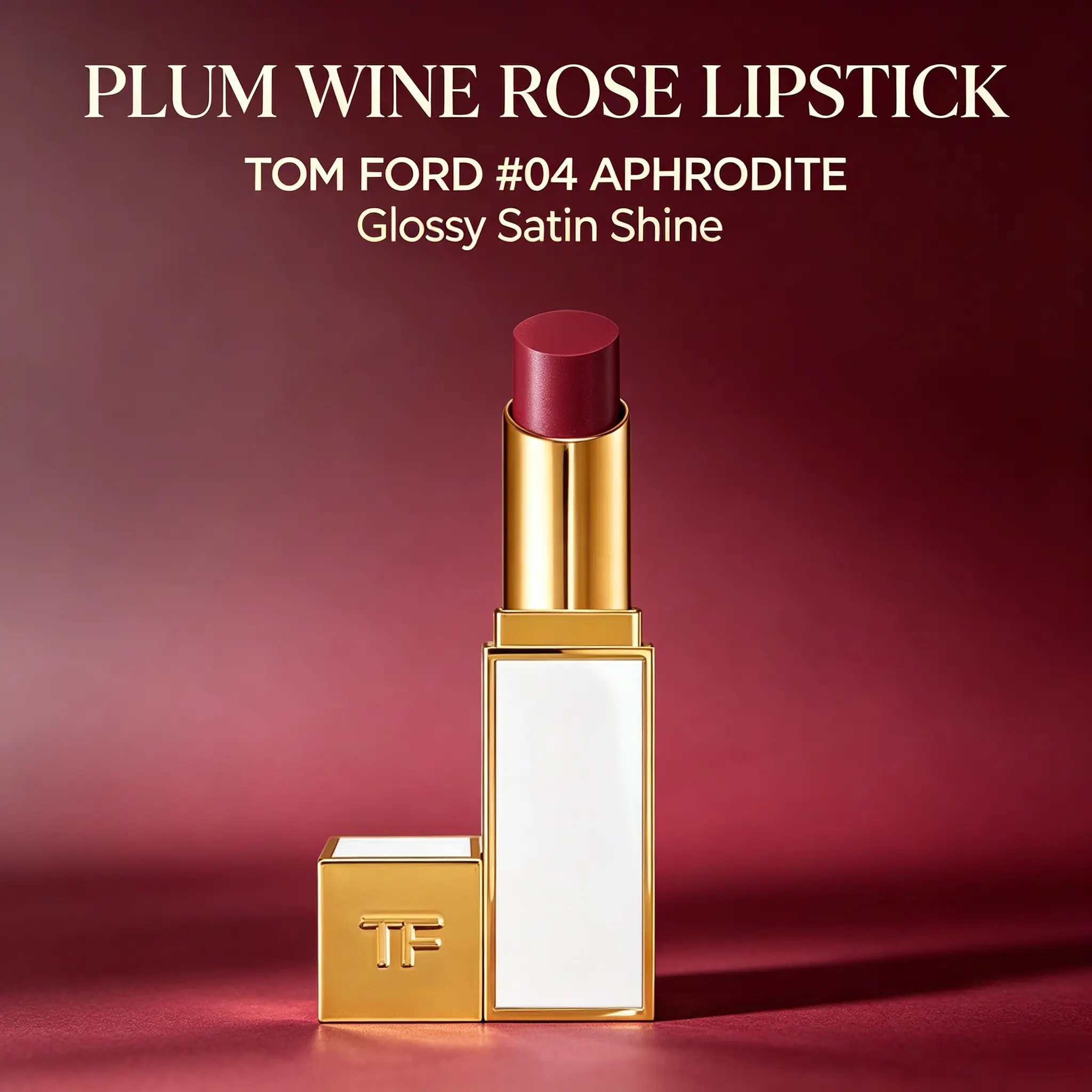 TOM FORD Soleil Ultra‑Shine Lip Color #04 Aphrodite, Glossy Plum‑Wine Dusty Rose Lipstick, Hydrating Satin Luxury Lip Makeup for Women