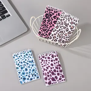 Leopard Print Mini Coil Notebook, Lined Pages 30 Sheets, A7 Size, Portable Memo Book, Ideal for School, Office, Travel