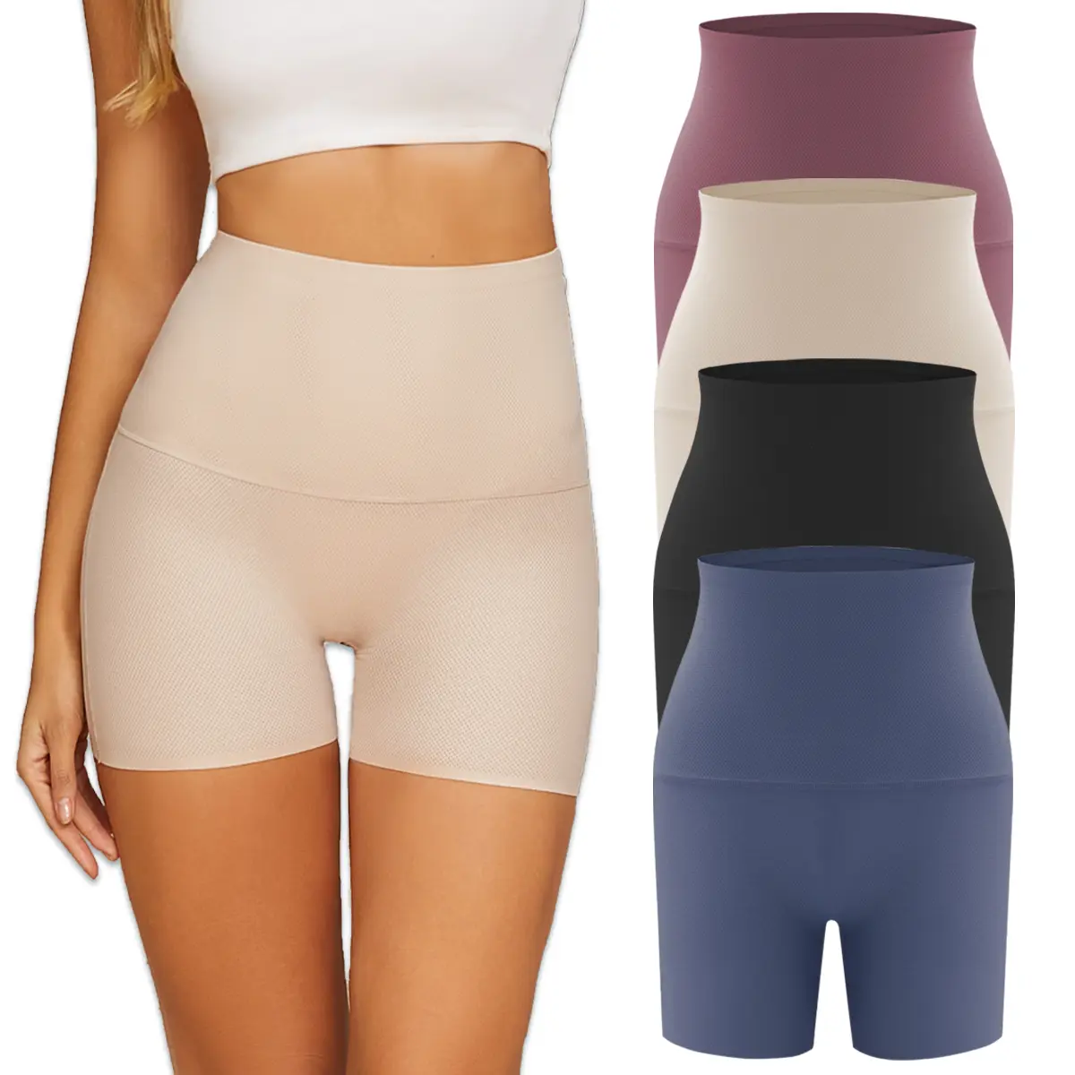 FINETOO Women’s High Waisted Boyshort Underwear Full Coverage Smooth & Seamless-Look Panties 4 Packs Breathable Womenswear springtok