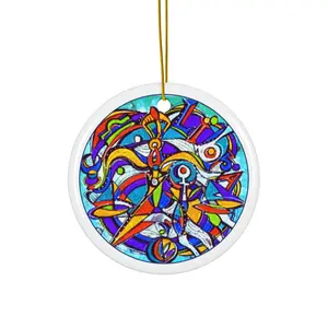 Zodiac Ornament - Libra, Ceramic Christmas Decor, Unique Design, Ideal for Gifts, Glossy Print, Colorful Artwork
