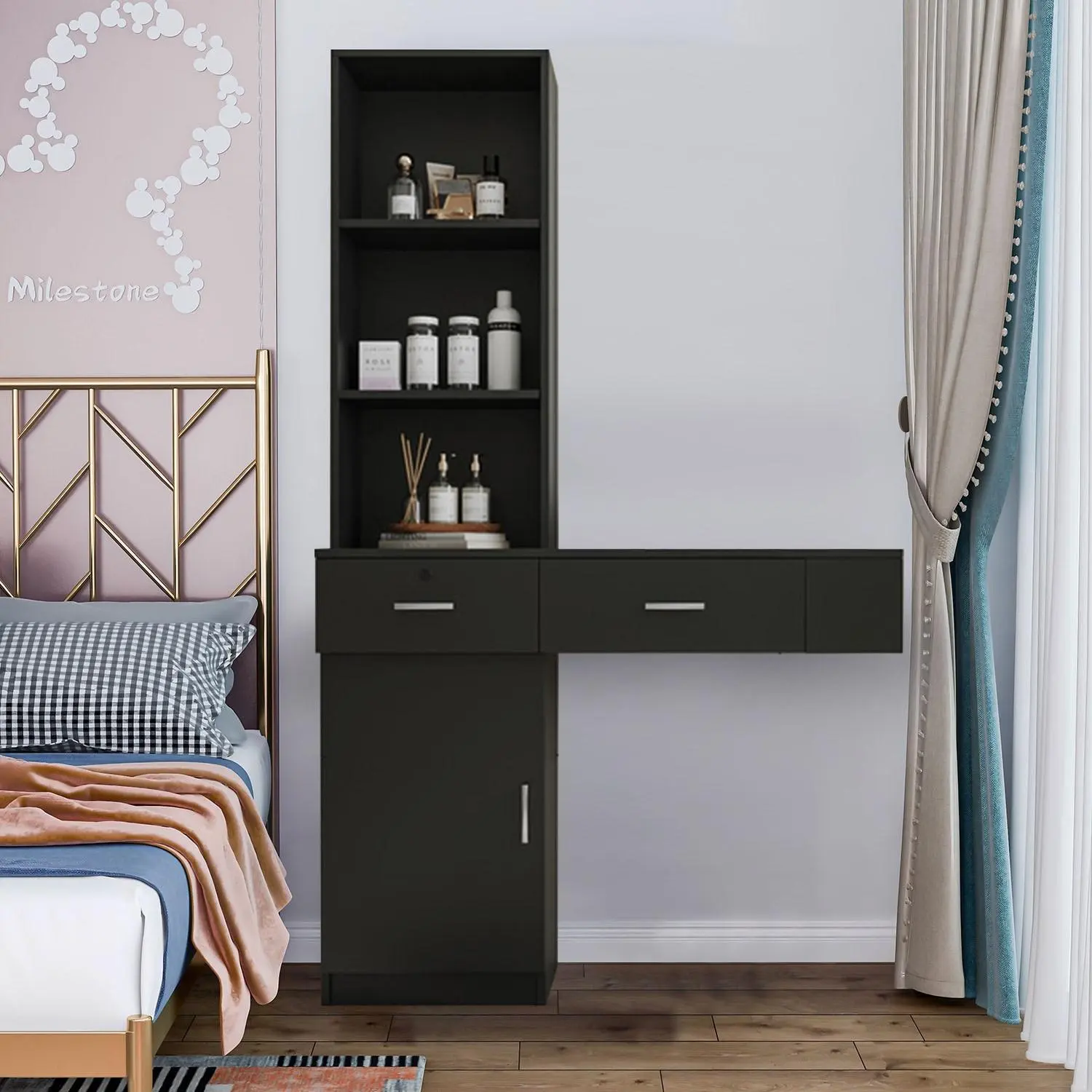 Modern Freestanding Wooden Vanity Hair Salon Table