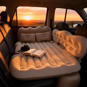 Electric Pump Car Air Mattress Fast Inflation Backseat Bed for SUV Sedan Automatic Setup No Manual Pumping Needed Soft Flocking Surface Warm Cozy Universal Fit Kids & Pets Friendly